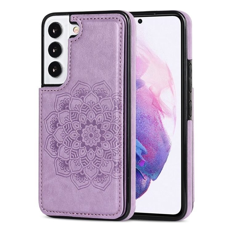 Custodia per telefono con doppia fibbia Mandala PU + TPU, For Samsung Galaxy S22 5G, For Samsung Galaxy S22+ 5G, For Samsung Galaxy S22 Ultra 5G