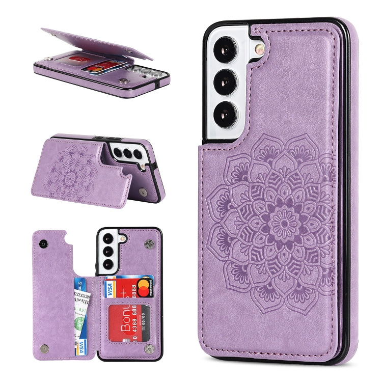 Custodia per telefono con doppia fibbia Mandala PU + TPU, For Samsung Galaxy S22 5G, For Samsung Galaxy S22+ 5G, For Samsung Galaxy S22 Ultra 5G