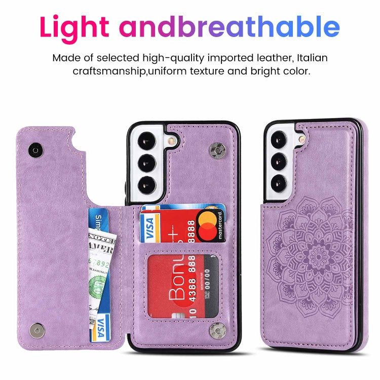 Custodia per telefono con doppia fibbia Mandala PU + TPU, For Samsung Galaxy S22 5G, For Samsung Galaxy S22+ 5G, For Samsung Galaxy S22 Ultra 5G