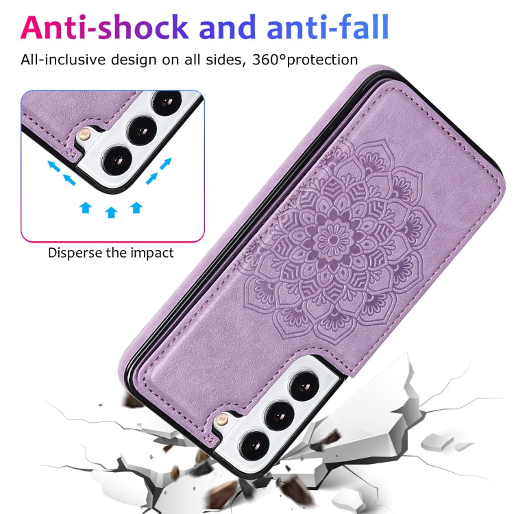 Custodia per telefono con doppia fibbia Mandala PU + TPU, For Samsung Galaxy S22 5G, For Samsung Galaxy S22+ 5G, For Samsung Galaxy S22 Ultra 5G
