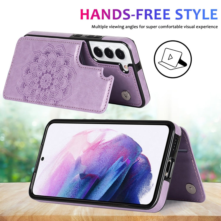 Custodia per telefono con doppia fibbia Mandala PU + TPU, For Samsung Galaxy S22 5G, For Samsung Galaxy S22+ 5G, For Samsung Galaxy S22 Ultra 5G