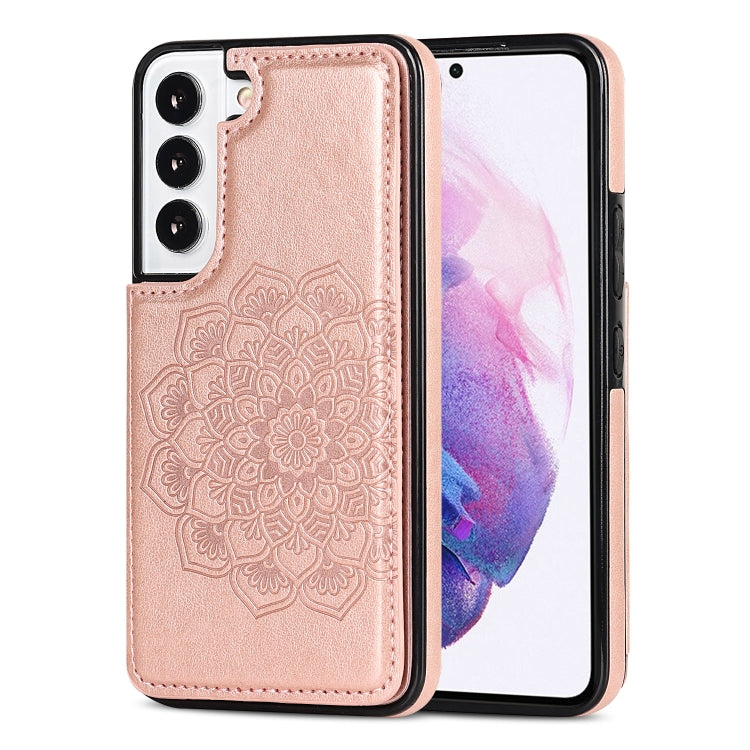 Custodia per telefono con doppia fibbia Mandala PU + TPU, For Samsung Galaxy S22 5G, For Samsung Galaxy S22+ 5G, For Samsung Galaxy S22 Ultra 5G