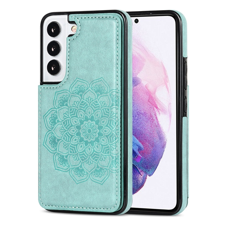 Custodia per telefono con doppia fibbia Mandala PU + TPU, For Samsung Galaxy S22 5G, For Samsung Galaxy S22+ 5G, For Samsung Galaxy S22 Ultra 5G