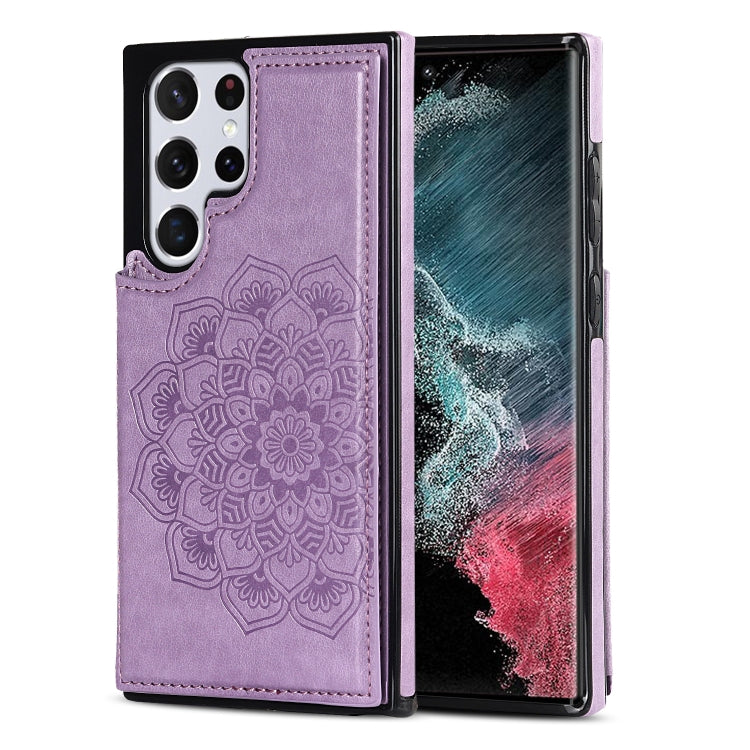 Custodia per telefono con doppia fibbia Mandala PU + TPU, For Samsung Galaxy S22 5G, For Samsung Galaxy S22+ 5G, For Samsung Galaxy S22 Ultra 5G
