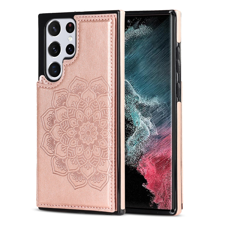 Custodia per telefono con doppia fibbia Mandala PU + TPU, For Samsung Galaxy S22 5G, For Samsung Galaxy S22+ 5G, For Samsung Galaxy S22 Ultra 5G