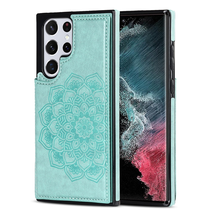 Custodia per telefono con doppia fibbia Mandala PU + TPU, For Samsung Galaxy S22 5G, For Samsung Galaxy S22+ 5G, For Samsung Galaxy S22 Ultra 5G