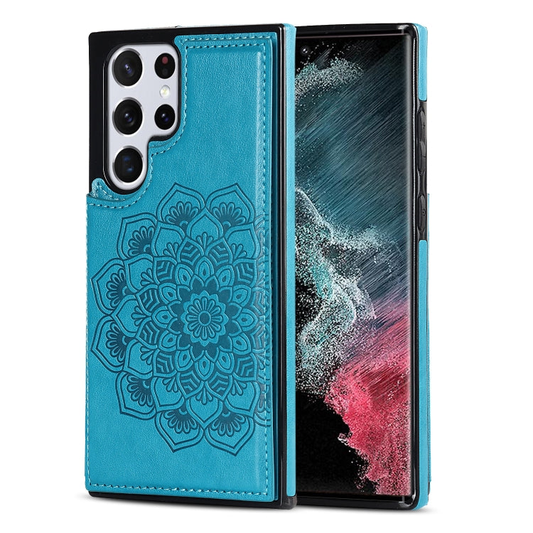 Custodia per telefono con doppia fibbia Mandala PU + TPU, For Samsung Galaxy S22 5G, For Samsung Galaxy S22+ 5G, For Samsung Galaxy S22 Ultra 5G