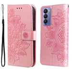 Custodia per telefono in pelle con flip in rilievo con fiori a 7 petali, For Tecno Camon 18/18P, For Tecno Camon 18 Premier, For Infinix Hot 11S, For OPPO Realme C31 4G