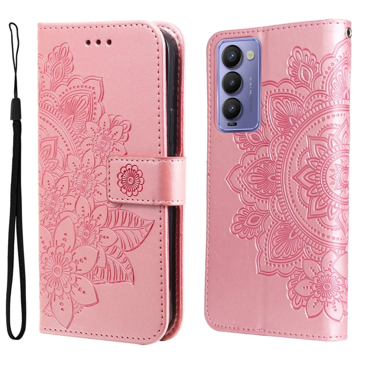 Custodia per telefono in pelle con flip in rilievo con fiori a 7 petali, For Tecno Camon 18/18P, For Tecno Camon 18 Premier, For Infinix Hot 11S, For OPPO Realme C31 4G