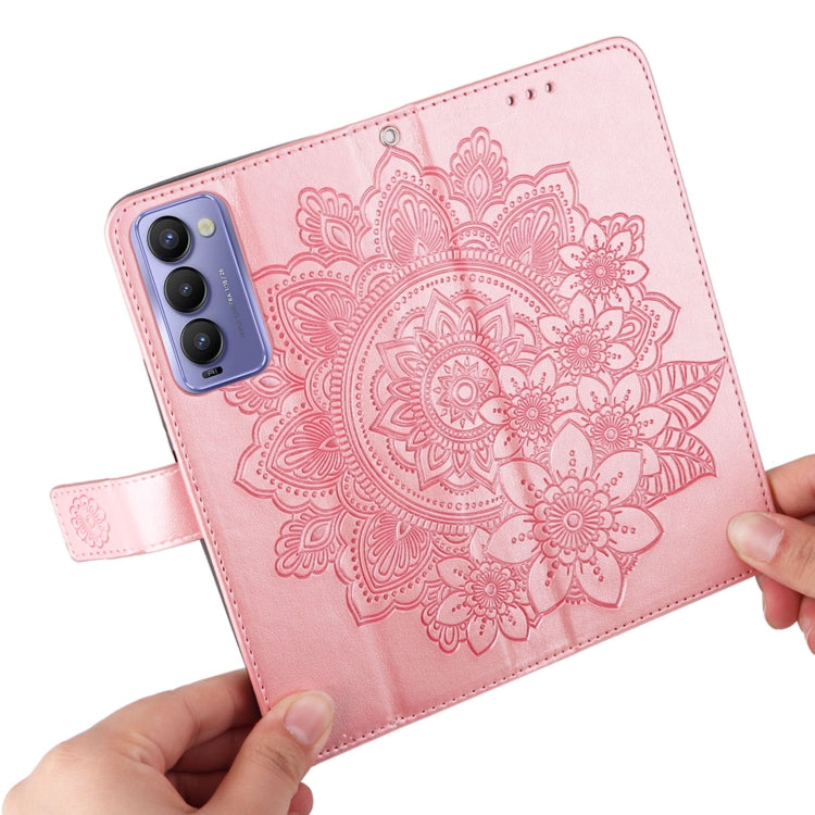 Custodia per telefono in pelle con flip in rilievo con fiori a 7 petali, For Tecno Camon 18/18P, For Tecno Camon 18 Premier, For Infinix Hot 11S, For OPPO Realme C31 4G