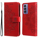 Custodia per telefono in pelle con flip in rilievo con fiori a 7 petali, For Tecno Camon 18/18P, For Tecno Camon 18 Premier, For Infinix Hot 11S, For OPPO Realme C31 4G