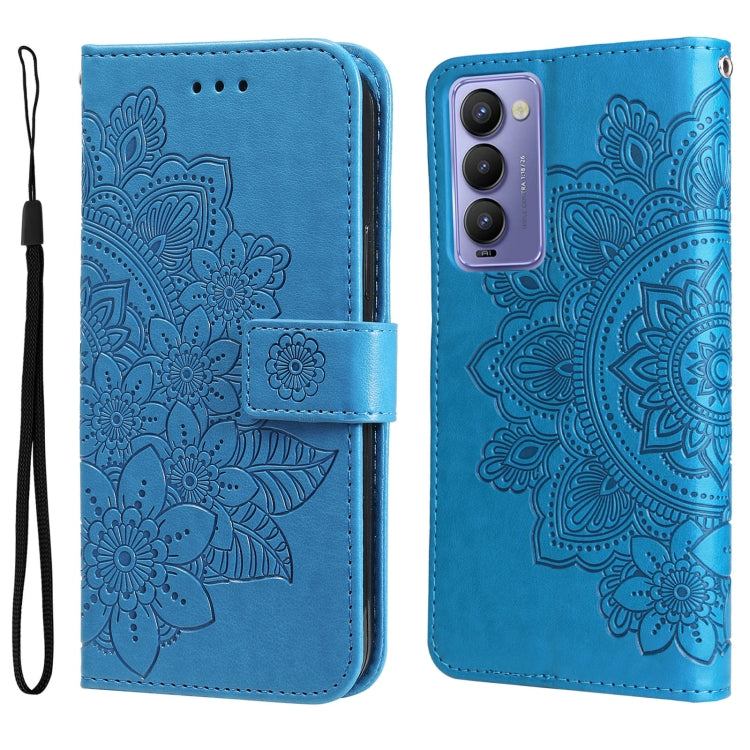 Custodia per telefono in pelle con flip in rilievo con fiori a 7 petali, For Tecno Camon 18/18P, For Tecno Camon 18 Premier, For Infinix Hot 11S, For OPPO Realme C31 4G
