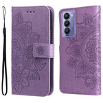 Custodia per telefono in pelle con flip in rilievo con fiori a 7 petali, For Tecno Camon 18/18P, For Tecno Camon 18 Premier, For Infinix Hot 11S, For OPPO Realme C31 4G