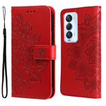 Custodia per telefono in pelle con flip in rilievo con fiori a 7 petali, For Tecno Camon 18/18P, For Tecno Camon 18 Premier, For Infinix Hot 11S, For OPPO Realme C31 4G