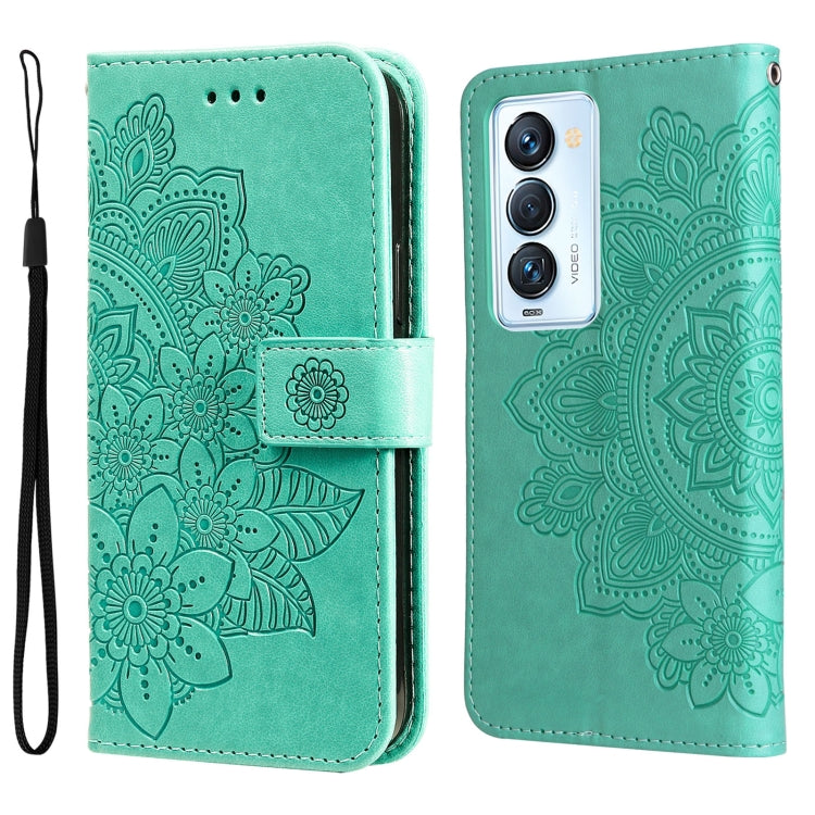 Custodia per telefono in pelle con flip in rilievo con fiori a 7 petali, For Tecno Camon 18/18P, For Tecno Camon 18 Premier, For Infinix Hot 11S, For OPPO Realme C31 4G