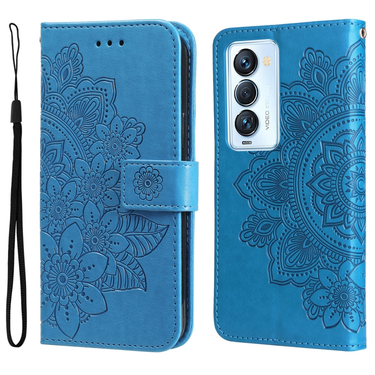 Custodia per telefono in pelle con flip in rilievo con fiori a 7 petali, For Tecno Camon 18/18P, For Tecno Camon 18 Premier, For Infinix Hot 11S, For OPPO Realme C31 4G