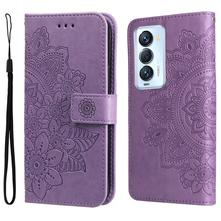 Custodia per telefono in pelle con flip in rilievo con fiori a 7 petali, For Tecno Camon 18/18P, For Tecno Camon 18 Premier, For Infinix Hot 11S, For OPPO Realme C31 4G