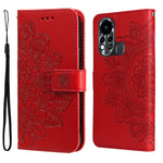 Custodia per telefono in pelle con flip in rilievo con fiori a 7 petali, For Tecno Camon 18/18P, For Tecno Camon 18 Premier, For Infinix Hot 11S, For OPPO Realme C31 4G