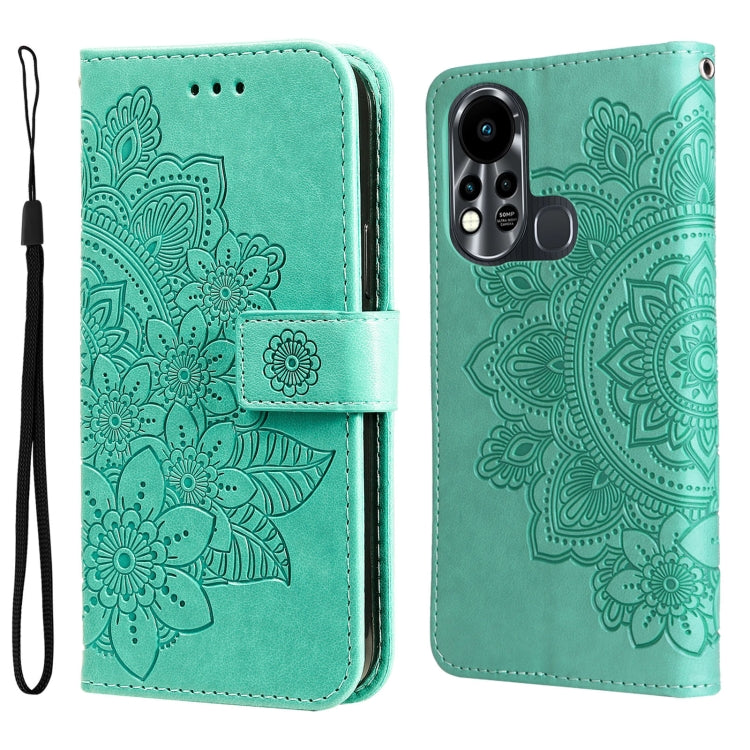 Custodia per telefono in pelle con flip in rilievo con fiori a 7 petali, For Tecno Camon 18/18P, For Tecno Camon 18 Premier, For Infinix Hot 11S, For OPPO Realme C31 4G