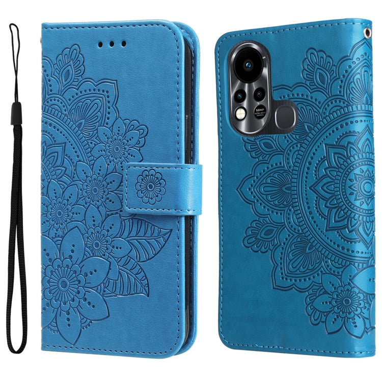 Custodia per telefono in pelle con flip in rilievo con fiori a 7 petali, For Tecno Camon 18/18P, For Tecno Camon 18 Premier, For Infinix Hot 11S, For OPPO Realme C31 4G