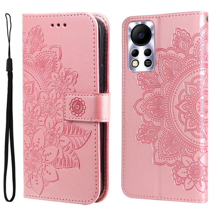 Custodia per telefono in pelle con flip in rilievo con fiori a 7 petali, For Infinix Hot 11S NFC, For OPPO Reno7 Pro 5G, For Infinix Smart 6