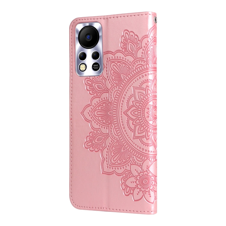 Custodia per telefono in pelle con flip in rilievo con fiori a 7 petali, For Infinix Hot 11S NFC, For OPPO Reno7 Pro 5G, For Infinix Smart 6