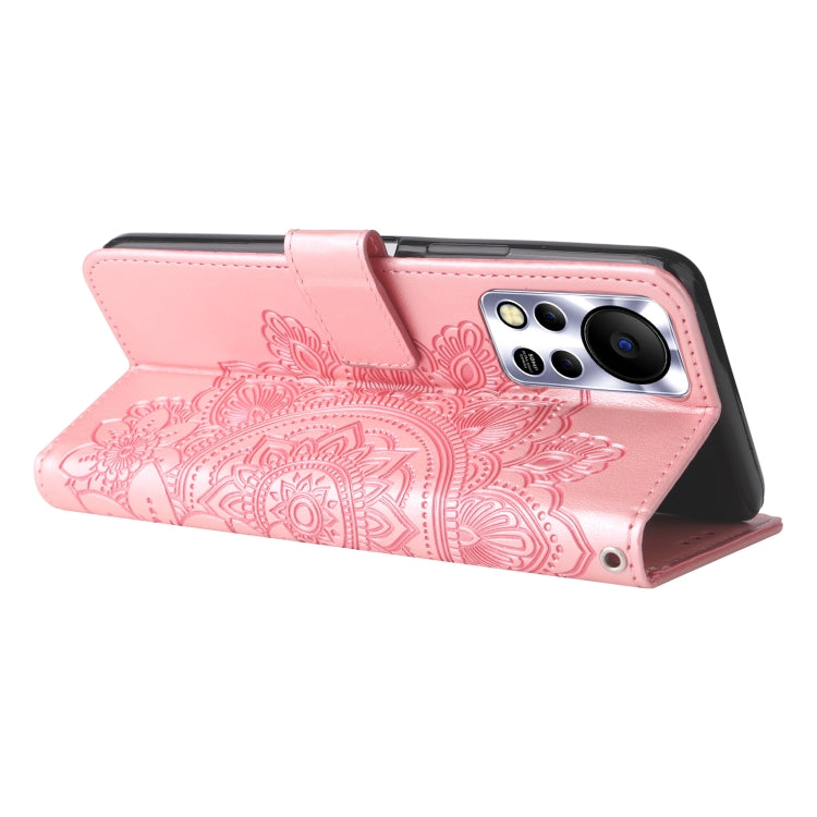 Custodia per telefono in pelle con flip in rilievo con fiori a 7 petali, For Infinix Hot 11S NFC, For OPPO Reno7 Pro 5G, For Infinix Smart 6