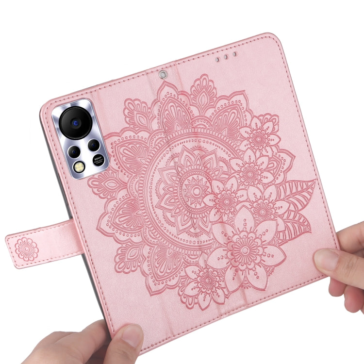 Custodia per telefono in pelle con flip in rilievo con fiori a 7 petali, For Infinix Hot 11S NFC, For OPPO Reno7 Pro 5G, For Infinix Smart 6