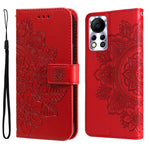 Custodia per telefono in pelle con flip in rilievo con fiori a 7 petali, For Infinix Hot 11S NFC, For OPPO Reno7 Pro 5G, For Infinix Smart 6