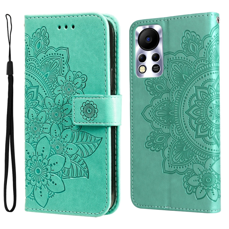 Custodia per telefono in pelle con flip in rilievo con fiori a 7 petali, For Infinix Hot 11S NFC, For OPPO Reno7 Pro 5G, For Infinix Smart 6
