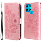 Custodia per telefono in pelle con flip in rilievo con fiori a 7 petali, For Infinix Hot 11S NFC, For OPPO Reno7 Pro 5G, For Infinix Smart 6