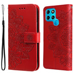 Custodia per telefono in pelle con flip in rilievo con fiori a 7 petali, For Infinix Hot 11S NFC, For OPPO Reno7 Pro 5G, For Infinix Smart 6