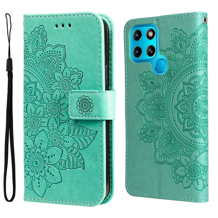 Custodia per telefono in pelle con flip in rilievo con fiori a 7 petali, For Infinix Hot 11S NFC, For OPPO Reno7 Pro 5G, For Infinix Smart 6