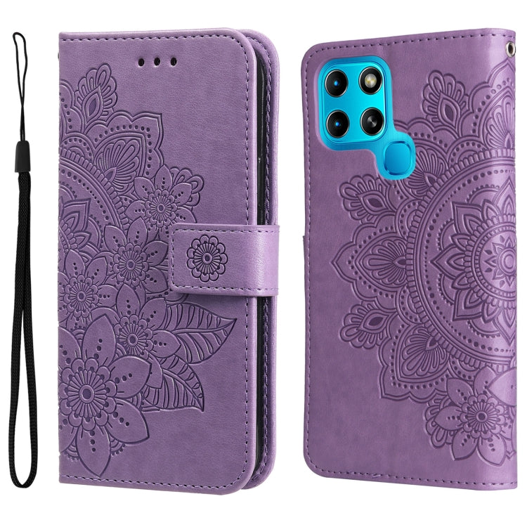 Custodia per telefono in pelle con flip in rilievo con fiori a 7 petali, For Infinix Hot 11S NFC, For OPPO Reno7 Pro 5G, For Infinix Smart 6
