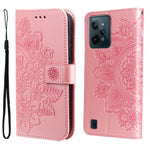Custodia per telefono in pelle con flip in rilievo con fiori a 7 petali, For Tecno Camon 18/18P, For Tecno Camon 18 Premier, For Infinix Hot 11S, For OPPO Realme C31 4G