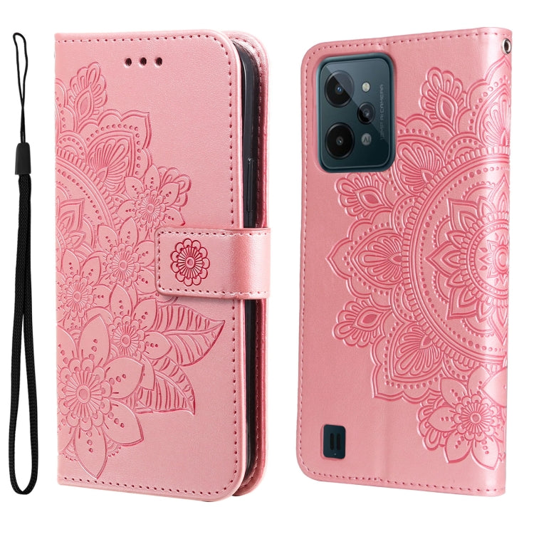 Custodia per telefono in pelle con flip in rilievo con fiori a 7 petali, For Tecno Camon 18/18P, For Tecno Camon 18 Premier, For Infinix Hot 11S, For OPPO Realme C31 4G
