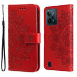 Custodia per telefono in pelle con flip in rilievo con fiori a 7 petali, For Tecno Camon 18/18P, For Tecno Camon 18 Premier, For Infinix Hot 11S, For OPPO Realme C31 4G