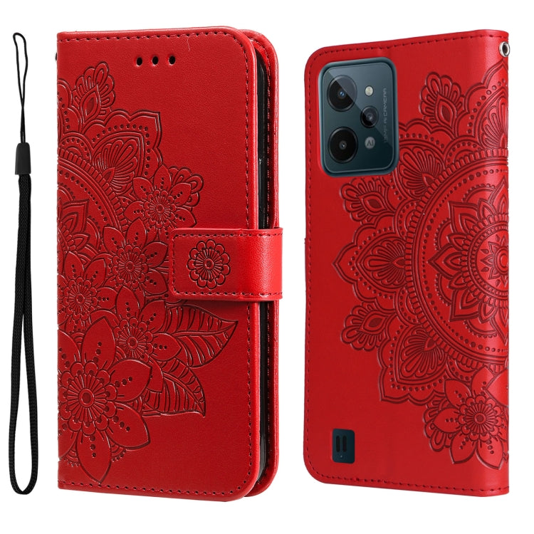 Custodia per telefono in pelle con flip in rilievo con fiori a 7 petali, For Tecno Camon 18/18P, For Tecno Camon 18 Premier, For Infinix Hot 11S, For OPPO Realme C31 4G