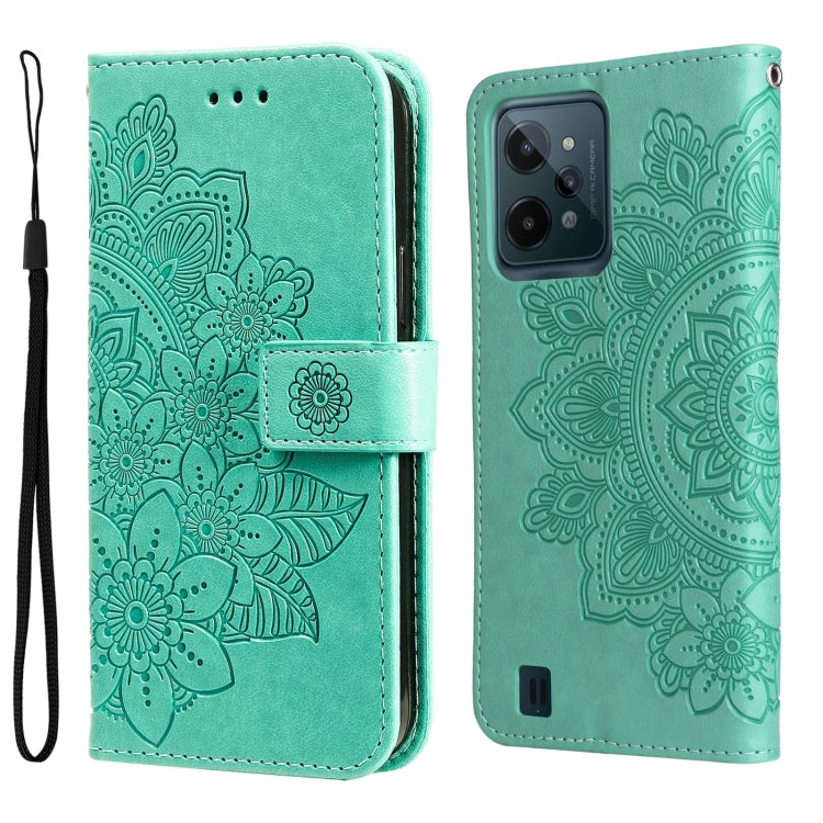 Custodia per telefono in pelle con flip in rilievo con fiori a 7 petali, For Tecno Camon 18/18P, For Tecno Camon 18 Premier, For Infinix Hot 11S, For OPPO Realme C31 4G