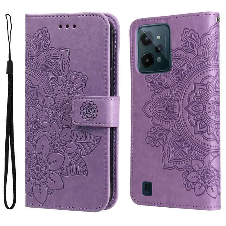 Custodia per telefono in pelle con flip in rilievo con fiori a 7 petali, For Tecno Camon 18/18P, For Tecno Camon 18 Premier, For Infinix Hot 11S, For OPPO Realme C31 4G
