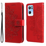 Custodia per telefono in pelle con flip in rilievo con fiori a 7 petali, For Infinix Hot 11S NFC, For OPPO Reno7 Pro 5G, For Infinix Smart 6