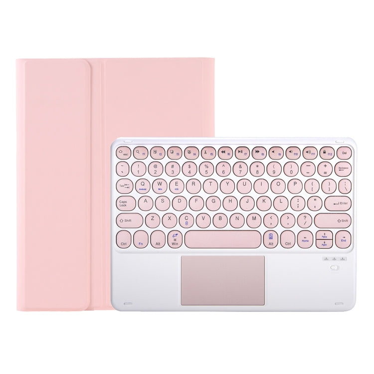 YA610B-A Custodia in pelle per tastiera Bluetooth color caramello Texture al tatto con tasti tondi con touchpad, For Samsung Galaxy Tab S6 Lite 10.4 inch SM-P610 / SM-P615, For Samsung Galaxy Tab A8 10.5 2021 SM-X200 / SM-X205                          ...