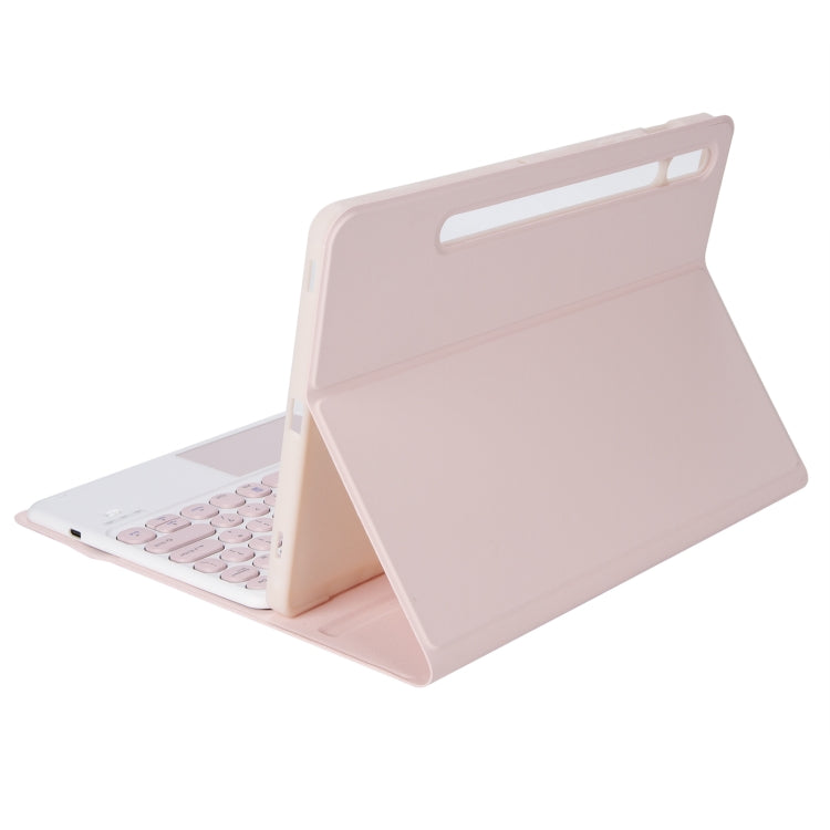 YA610B-A Custodia in pelle per tastiera Bluetooth color caramello Texture al tatto con tasti tondi con touchpad, For Samsung Galaxy Tab S6 Lite 10.4 inch SM-P610 / SM-P615, For Samsung Galaxy Tab A8 10.5 2021 SM-X200 / SM-X205                          ...