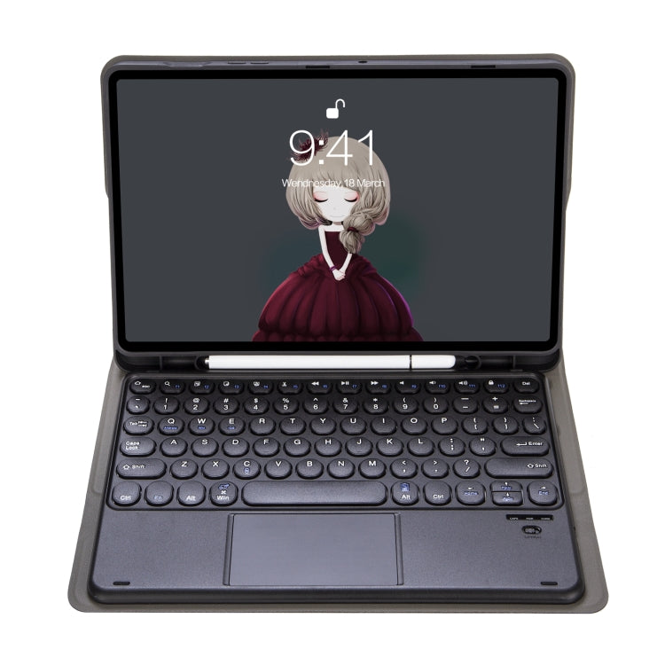 YA610B-A Custodia in pelle per tastiera Bluetooth con cappuccio rotondo in pelle di agnello con touchpad, For Samsung Galaxy Tab S6 Lite 10.4 inch SM-P610 / SM-P615, For Samsung Galaxy Tab A8 10.5 2021 SM-X200 / SM-X205                                 ...