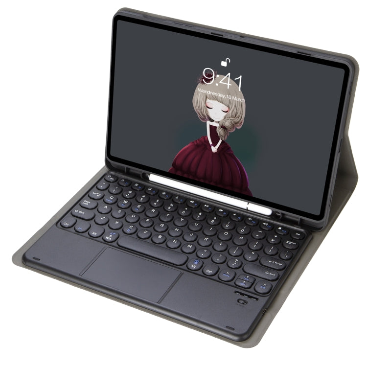 YA610B-A Custodia in pelle per tastiera Bluetooth con cappuccio rotondo in pelle di agnello con touchpad, For Samsung Galaxy Tab S6 Lite 10.4 inch SM-P610 / SM-P615, For Samsung Galaxy Tab A8 10.5 2021 SM-X200 / SM-X205                                 ...