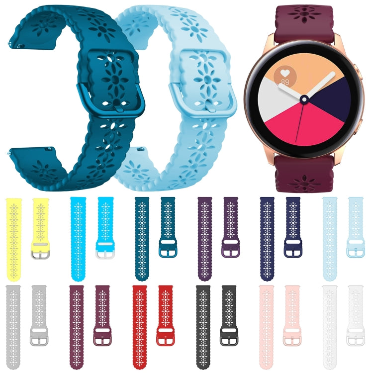 Cinturino in silicone scavato con fiore di prugna, For Samsung Galaxy Watch4 40/44mm, For Samsung Galaxy Watch4 Classic 42/46mm