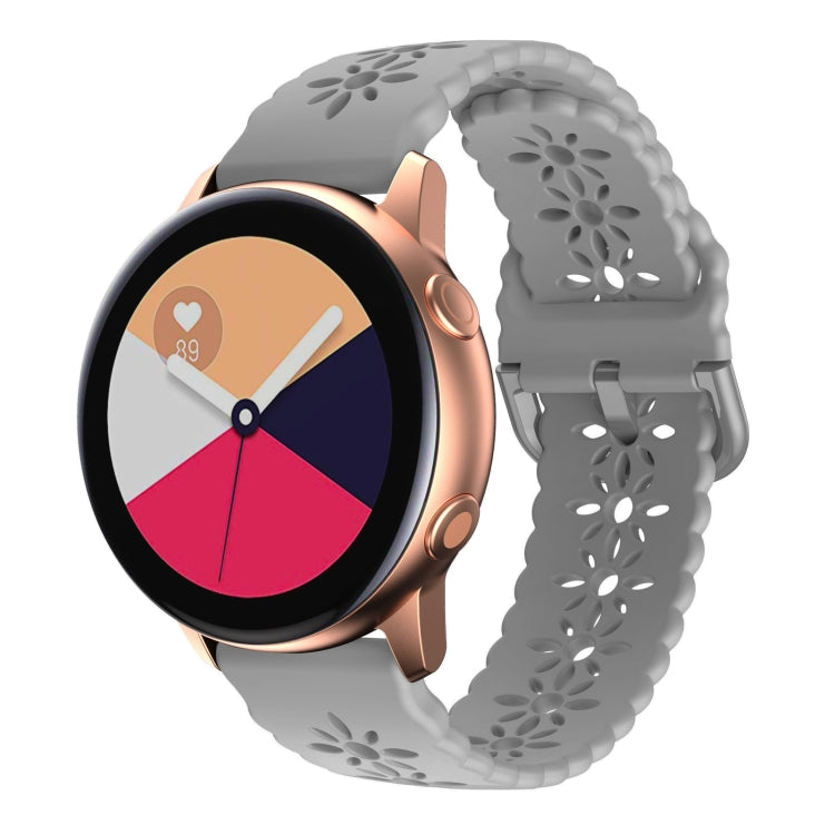 Cinturino in silicone scavato con fiore di prugna, For Samsung Galaxy Watch4 40/44mm, For Samsung Galaxy Watch4 Classic 42/46mm