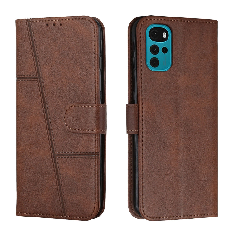 Custodia per telefono in pelle con fibbia in pelle di vitello cucita, For Motorola Moto G22, For Xiaomi Redmi 10 5G/Redmi Note 11E, For Xiaomi Redmi 10A/Poco C31/Redmi 9C, For Samsung Galaxy M23 5G/ Galaxy F23 Japan