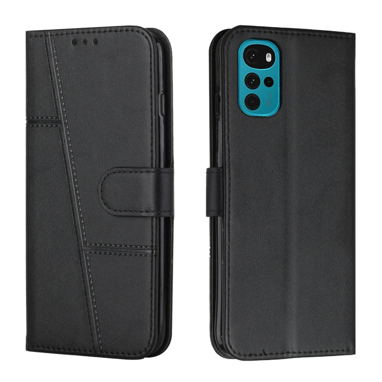 Custodia per telefono in pelle con fibbia in pelle di vitello cucita, For Motorola Moto G22, For Xiaomi Redmi 10 5G/Redmi Note 11E, For Xiaomi Redmi 10A/Poco C31/Redmi 9C, For Samsung Galaxy M23 5G/ Galaxy F23 Japan