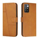 Custodia per telefono in pelle con fibbia in pelle di vitello cucita, For Motorola Moto G22, For Xiaomi Redmi 10 5G/Redmi Note 11E, For Xiaomi Redmi 10A/Poco C31/Redmi 9C, For Samsung Galaxy M23 5G/ Galaxy F23 Japan